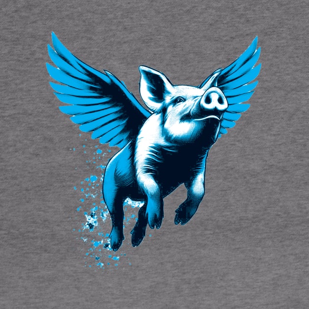 Blue flying pig by valsevent